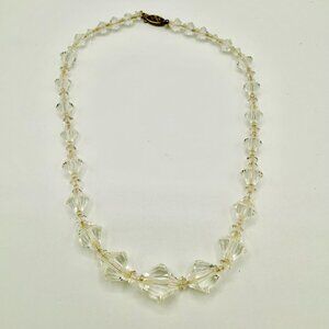 VTG GOLD FILLED Clear Crystal Choker Necklace | Graduated Faceted Beads